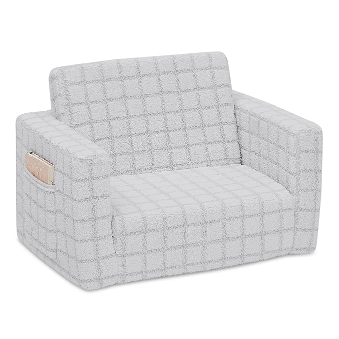 Delta Children Checkered Cozee Flip-Out Chair Grey