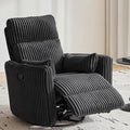 LINSY 360 Swivel Recliner Chair Nursery Glider Rocking Chair with 2 Pillows Corduroy Nursing Chair Comfy High Back Adult Rocker Recliner for Small Spaces Nursery Bedroom Living Room (Black)