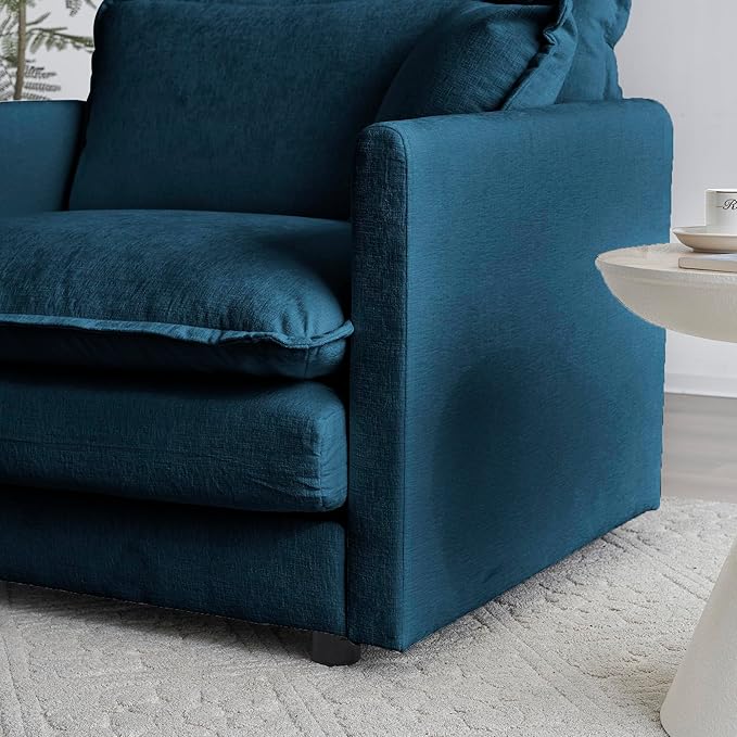 111.5 Sectional Sofa Couch for Living Room Modern Convertible Sofa Couch with Pillows Mid-Century Modern Sleeper Sofa 4-Seater Sofa for Living Room Apartment OfficeBlue
