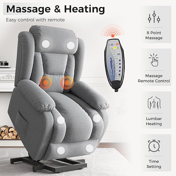 Amopatio Power Lift Recliner Chairs for Elderly Upgraded Living Room Reclining Chairs Indoor Lounge Chairs Single Sofa with Side Pockets and Remote Control for Bedroom