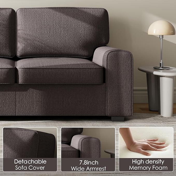 69.6 Modern Loveseat Sofa with Chenille Fabric - Deep Seat 2-Seater Couch Spring Cushion &amp Sturdy Metal Frame Cozy Small Sofa for Living Room Bedroom Office Apartment (Gray) | Loveseat Sofa