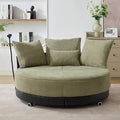 51W Oversized Swivel Accent ChairPolyester Upholstered Extra Large Swivel Barrel ChairRound Chair with WheelsRotating Phone Holderand 4 PillowsLounge Arm Chair for Living RoomBedroom(Green)