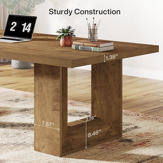 Tribesigns Home Office Desk 62.99 Large Farmhouse Executive Desk Computer Table for Office Conference Room Study Room (Walnut)