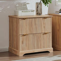 JXQTLINGMU 2 Drawer File Cabinet with Charging Station 30 Fluted Lateral File Cabinet w/Files Hanging Rod for Letter/Legal/A4 Large Tabletop for Printer Office Wood Printer Cabinets Oak