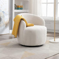 Modern Teddy Swivel Chair Round Accent Sofa Chair Club 360 Degree Swivel Barrel Chair Leisure Arm Chair for Living Room Hotel Bedroom Office (White)