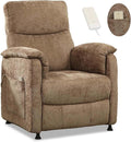Small Electric Nursery Recliner Chairs for AdultsGrey Power Recliner Chairs with Remote &amp Side Pockets Fabric Reclining Chair for Living Room Bedroom Ofiice Comfort &amp Space-Saving (Brown)
