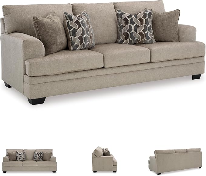 Signature Design by Ashley Stonemeade Casual Sofa with 4 Toss Pillows Light Brown