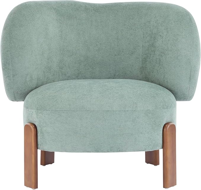 Christopher Knight Home Lily Solid Wood Wingback Accent Chair Fabric Upholstered Club Chair Curved Backrest Single Sofa Comfy Reading Lounge Chair for Living Room Soft Cushion Seating Green