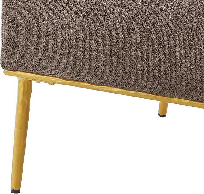 Christopher Knight Home Justin Modern Accent Chair with Metal Legs Chenille Upholstered Lounge Chair Indoor Curved Backrest Armchair Soft Cushion Seating for Living Room Reading Home Brown