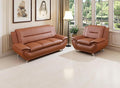 Living Room Furniture Sets 2-Piece Orange Faux Leather Sofa Couches Sofa and Chair for Bedroom Apartment Rv Car