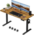 JUMMICO Electric Standing Desk55 x 24 Inches Height Adjustable Home Office Desk with Removable Caster (Brown)