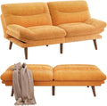 Pipishell Futon Sofa Bed Modern 66 Futon Couch Convertible to Bed &amp Lounger Compact Size Corduroy Loveseat Durable Construction - Fits Small Spaces ApartmentsStudy Room (Yellow 66 Inch) |