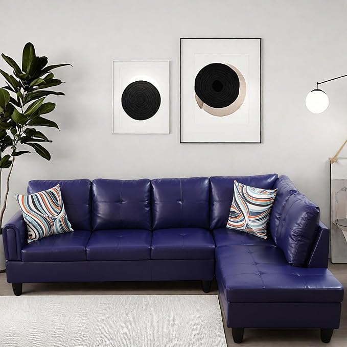 L Shaped Couch Modular Sectional Sofa with Chaise Modern Modular Sofas Furniture Sofa Couches for Living Room/Apartment/Office/Bedroom Dark Blue Violet