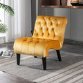 Yoluckea Modern Upholstered Accent Chair S-Shape Armless Lounge Chair for Bedroom Living Room Comfy Velvet Chaise Chairs with Button Tufted Back and Solid Wood Legs Mustard Yellow