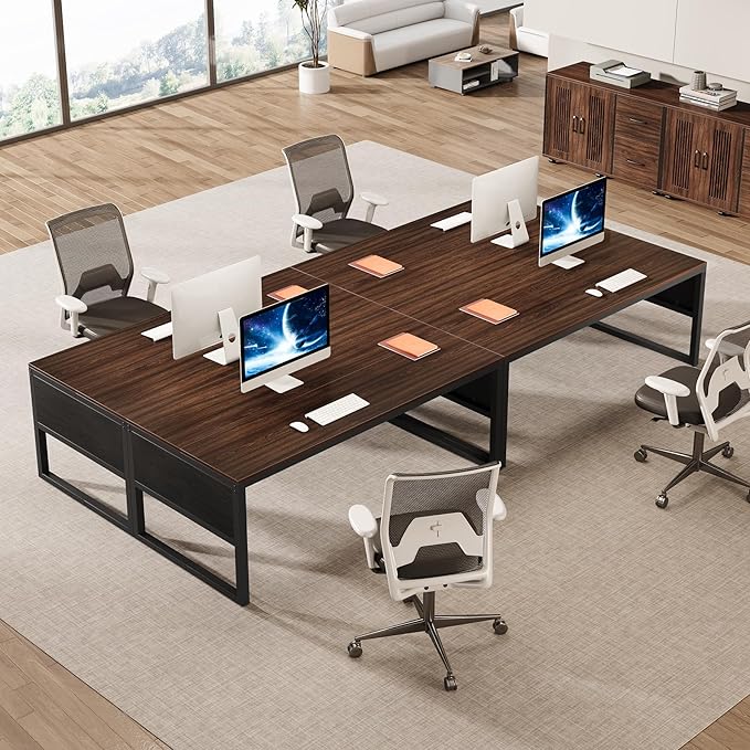 Tribesigns 63-Inch Executive Desk Large Office Desk with Mobile File Cabinet Modern L-Shaped Computer Desk Business Furniture with Door Storage Cabinet for Home Office Dark Walnut &amp Black