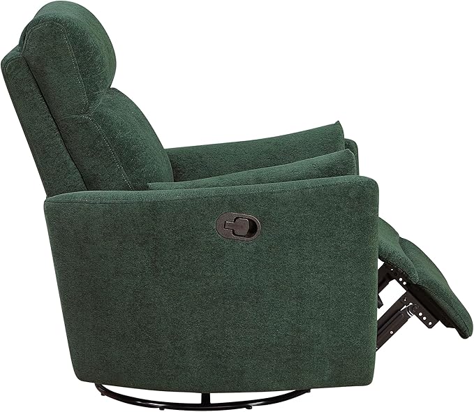 Lexicon Modern Swivel Glider Recliner Chair - Quiet 360 Swivel Chair Durable Microfiber Upholstered 2 Pillows Manual Reclining for Living Room Small Spaces Nursery Apartment Bedroom Green