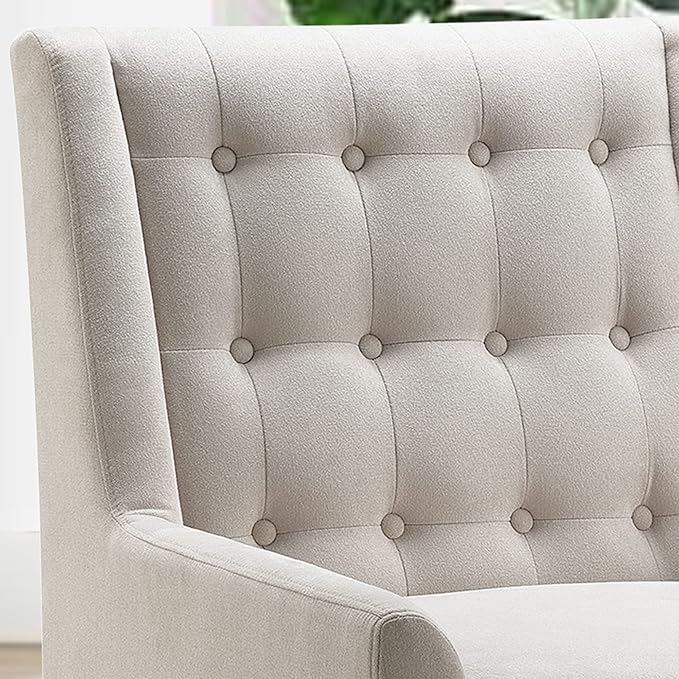Rosevera Accent Chair - Mid-Century Modern Upholstered Armchair for Living Room or Bedroom - Comfy Reading Chair with Footrest Small Accent Chair - Pearl Velvet