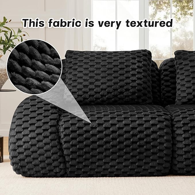 114 Modern U-Shaped Modular Sectional Sofa for Living RoomFlannelette Fabric Boneless SofaOversized 3-Seater Couch with Movable OttomanBuckle ConnectionAnti-Slip DesignNo Assembly