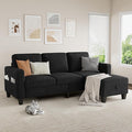 Sectional Sofa and Couches for Living Room 78'' Black 3 Seat L-Shaped Couch with Movable Ottoman Comfy Velvet Convertible Sectionals Sofas with Chaise for Apartment Dorm Small Space
