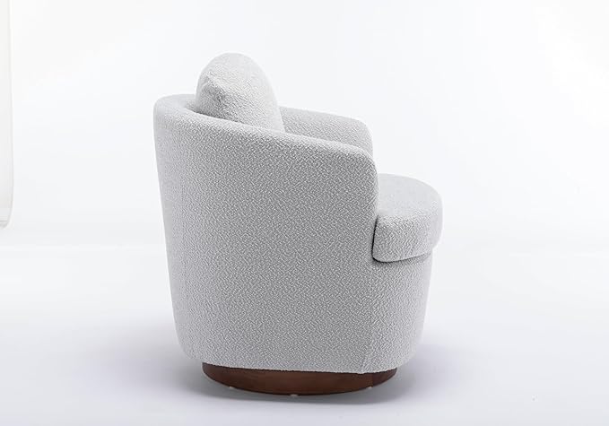 Teddy Fabric Armchair360°Swivel ArmchairClub Reading Chair for ApartmentLiving RoomOfficeReception AreaLight Gray