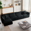 mikibama Modular Sectional Sofa 146.5 Inch L Shaped Couch Set for Living Room 4-Seater Comfy Cloud Couches with Movable Ottoman DIY Combination Chenille Black