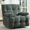 Oversized Recliner Chair Overstuffed Swivel Rocker with Extra Wide Seat &amp Breathable Fabric for Living Room (Power Green)