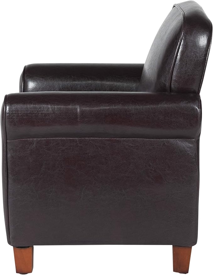 Kids Accent Chair with Rolled Arms - Brown Faux Leather