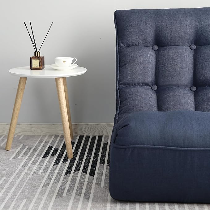 Adjustable Japanese Reclining Chair Multifunctional Lazy Sofa Floor Chair for Living Room Bedroom Balcony Tatami Ergonomic Design Spring Built-in Metal Frame Navy