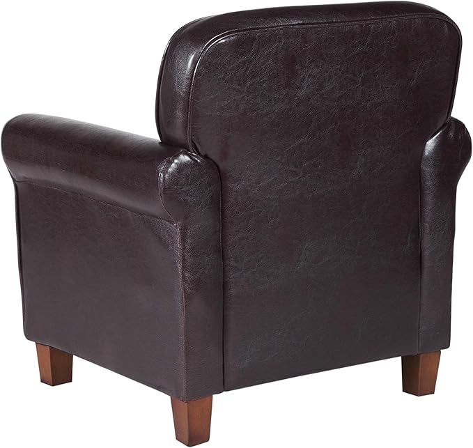Kids Accent Chair with Rolled Arms - Brown Faux Leather