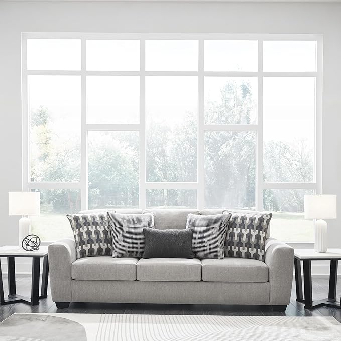 Signature Design by Ashley Avenal Park Casual Sofa with 5 Toss Pillows Light Gray