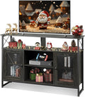 WLIVE TV Stand 55 inch TVTall Entertainment Center with Storage Farmhouse Industrial TV Console for Bedroom Living Room Charcoal Black