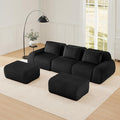 114 Modern U-Shaped Modular Sectional Sofa for Living RoomFlannelette Fabric Boneless SofaOversized 3-Seater Couch with Movable OttomanBuckle ConnectionAnti-Slip DesignNo Assembly
