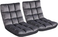 Topeakmart Floor Folding Chair with 14 Adjustable Positions Portable Padded Lounge Chair with Backrest Lazy Sleeper Recliner for Living Room Bedroom Gray Set of 2