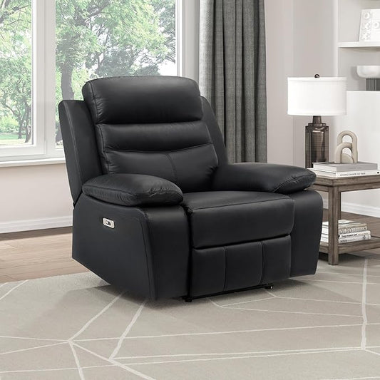 Lexicon Recliner Chair Living Room Leather Match Reclining Sofa Chair Home Theater Seating Wall Hugger Recliner Power Recliner Sofa Chair for Living Room/Office/Apartment Black