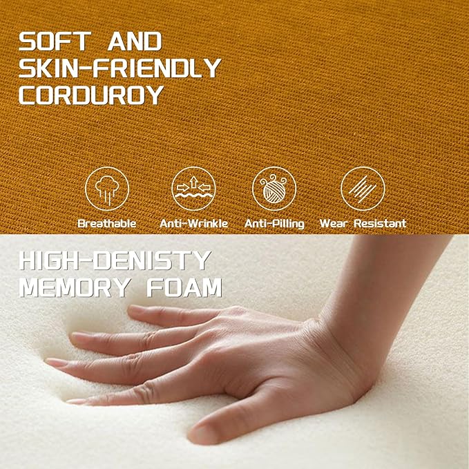 4-in-1 Folding Convertible Sofa Bed 80 Inch Corduroy Upholstered Boneless Couch Loveseat Sleeper with Pull Out Bed Floor Sofa Modular Futon Teddy Sofa for Living Room Bedroom Lounge Yellow