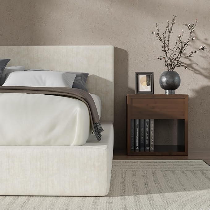RECCI AirFrame Full Size Bed Frame with Headboard Cloud Upholstered Platform Bed Frame 5 Inch Foam Cushioned No Box Spring Easy Assembly(Beige Chenille)