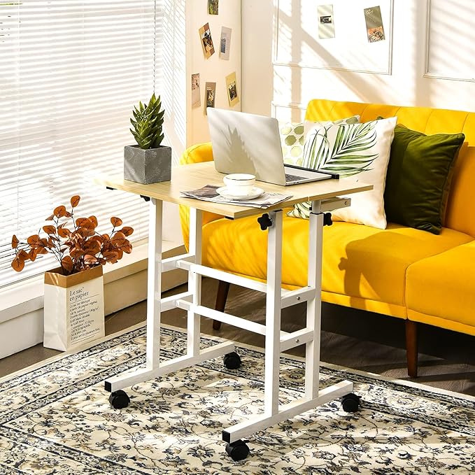 Standing Desk Height Adjustable Sit-Stand Desk with Tilting Top Mobile Workstation for Home &amp Office (Natural)