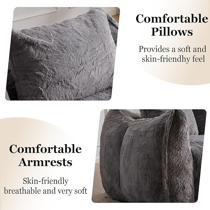 Compressed Sofa Couch in a Box 75” Beige Plush Floor Sofa Couch with Memory Foam for Bedroom Apartment Comfy Upholstered Foam Loveseat with Curved Armrest No Assembly (Grey)