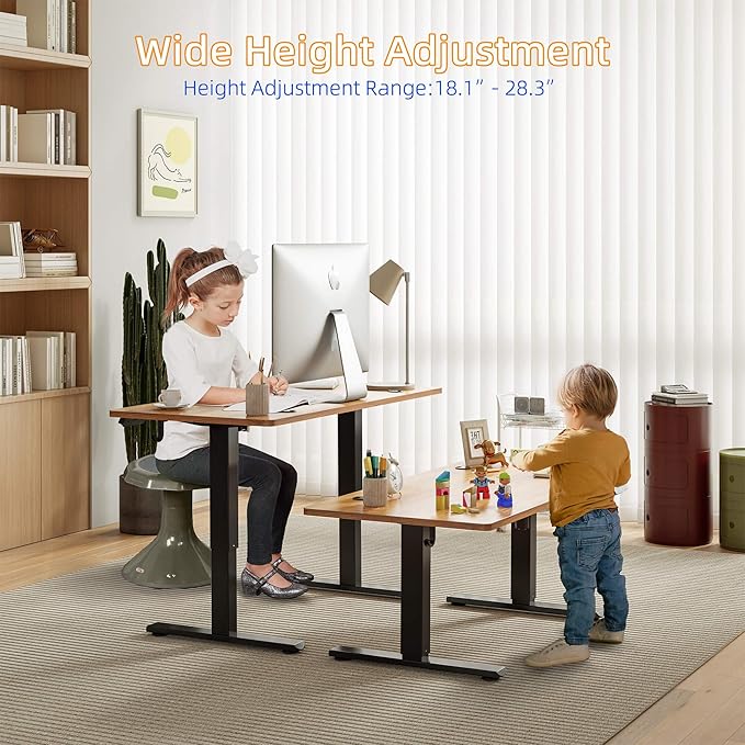 YIHAYO Low Height Adjustable Desk Lifts 18.1-28.3 Inches Electric Standing Desk for Short People 40 x 24 Inches Computer Table with Splice Board for Home Office Rustic Brown