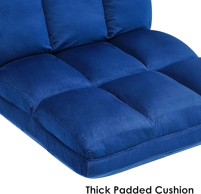 MCombo Velvet Accent Chair with Ottoman Set Modern Armless Chair for Living Room Bedroom Small Space 0014 (Velvet Blue)