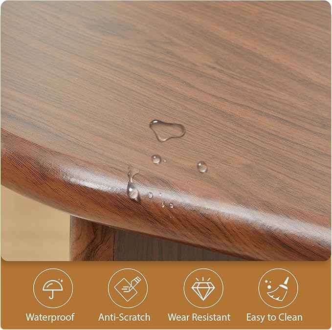 LEVNARY 54.3 Curved Small Computer Desk Wooden Executive Desk with Sturdy Fluted Legs Modern Luxury Corner Single Writing Vanity Desk for Bedroom Living Room Home Office (Walnut)