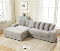 111 Inch Corduroy Sectional Couches for Living Room | L-Shaped Sectional Couch with 8 Pillows | Cloud Couch with Deep Seat | Solid Wood Frame Sofa Light Grey (Left Facing Chaise)
