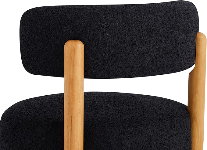 Christopher Knight Home Eloise Modern Accent Chair for Living Room Boucle Upholstered Single Lounge Sofa Chair with Wooden Frame Comfy Reading Chair for Bedroom Black+Natural