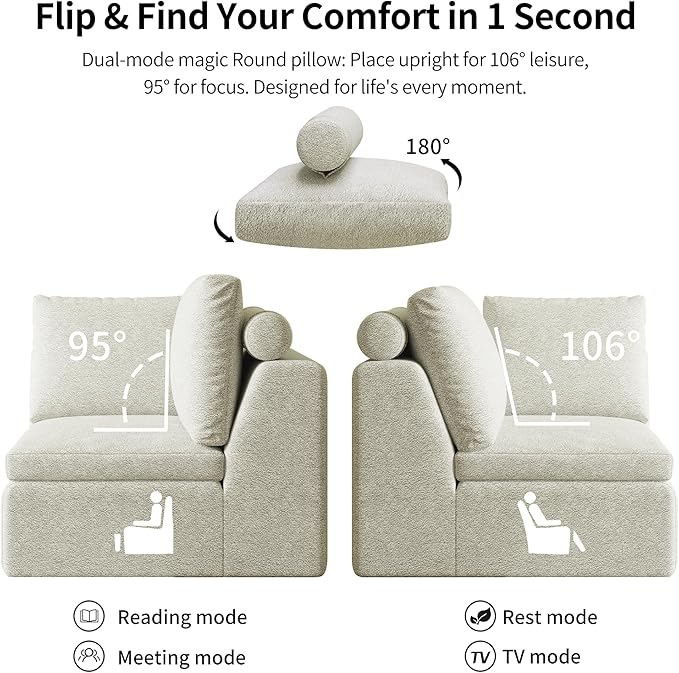 Cloud Couch Loveseat 79 Boneless Deep Seat Sofa with Ottoman 2-Seater Modular Ergonomic Couch for Living Room Memory Foam Comfy Sofa No Assembly Required (Beige1 Ottoman)