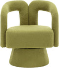 360 Degree Swivel Cuddle Barrel Accent Chairs Round Armchairs with Wide Upholstered Fluffy Fabric Chair for Living Room Bedroom Office Waiting Rooms (Olive Green)