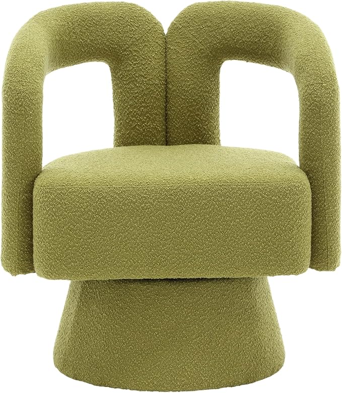 360 Degree Swivel Cuddle Barrel Accent Chairs Round Armchairs with Wide Upholstered Fluffy Fabric Chair for Living Room Bedroom Office Waiting Rooms (Olive Green)