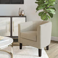BELLEZE Accent Barrel Chair Linen Round Club Tub Sofa Corner Chair with Flared Legs and Cozy Soft Padding for Living Room Bedroom Waiting Room - Beige