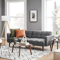 mopio Aaron 76.8 Couch Small Futon Sofa Bed Sleeper Loveseat Mid Century Modern Futon Couch Sofa Cama Couches for Living Room Bedroom (Dark Grey Fabric)