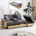 Convertible Sofa Bed 85 Folding Sectional Sleeper Sofa with Storage Ottoman Drawers Built-in Bookshelves and 2 Cup Holders Linen (Gray)