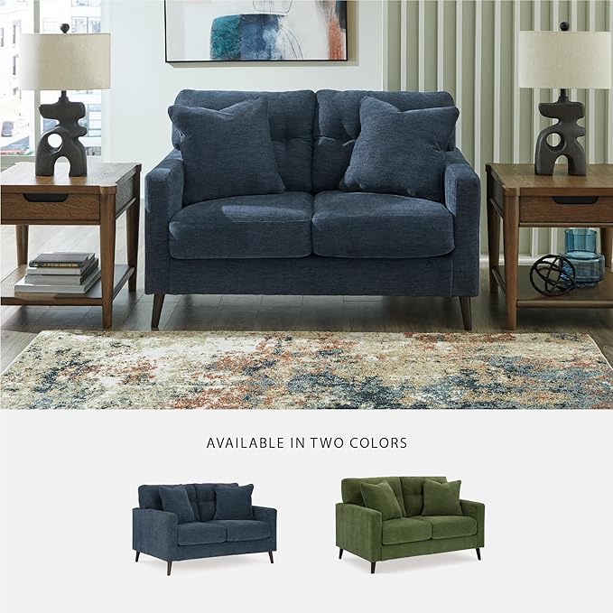 Signature Design by Ashley Bixler Classic Tufted Loveseat with Removable Cushions Blue